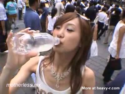 Public Cum Drinking From Bottle